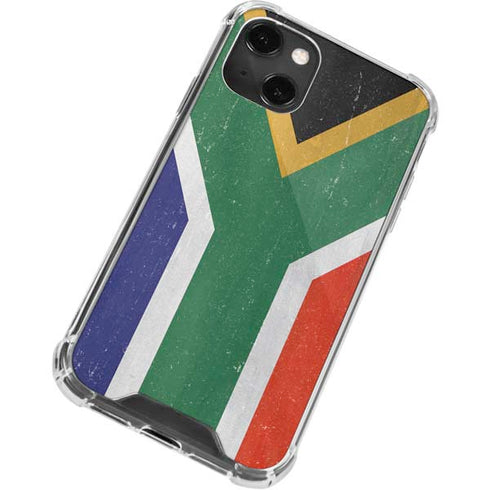 South Africa Flag Distressed iPhone 14 Plus Clear Case