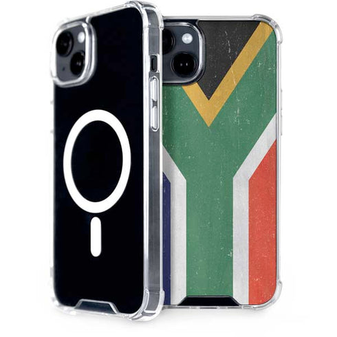 South Africa Flag Distressed iPhone 15 Plus MagSafe Case