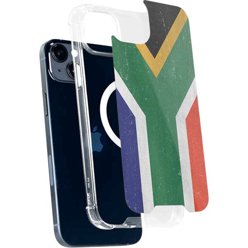 South Africa Flag Distressed iPhone 15 Plus MagSafe Case