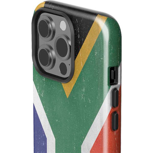South Africa Flag Distressed iPhone 14 Pro Impact Case