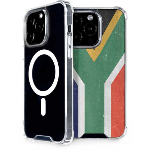 South Africa Flag Distressed iPhone 15 Pro MagSafe Case