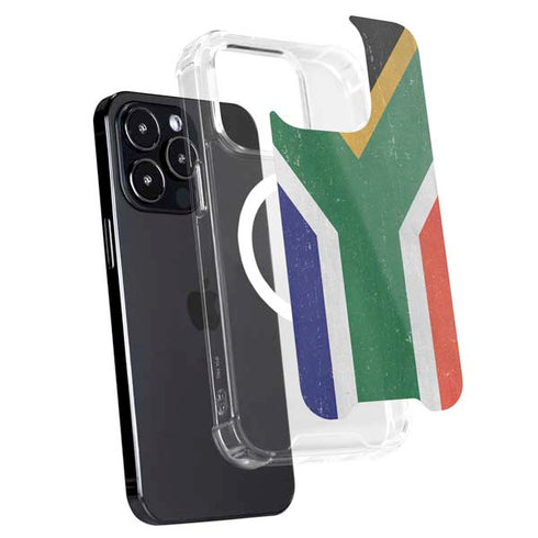 South Africa Flag Distressed iPhone 15 Pro MagSafe Case