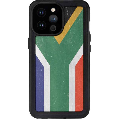 South Africa Flag Distressed iPhone 14 Pro Max Waterproof Case