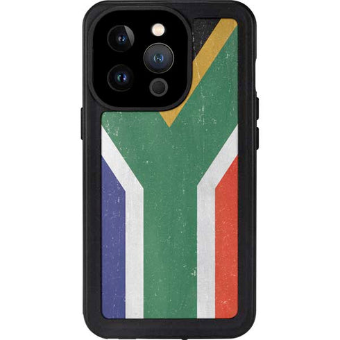 South Africa Flag Distressed iPhone 14 Pro Waterproof Case