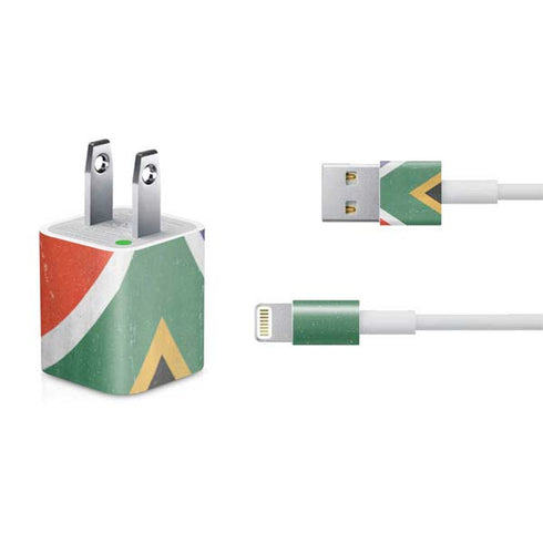 South Africa Flag Distressed iPhone Charger (5W USB) Skin