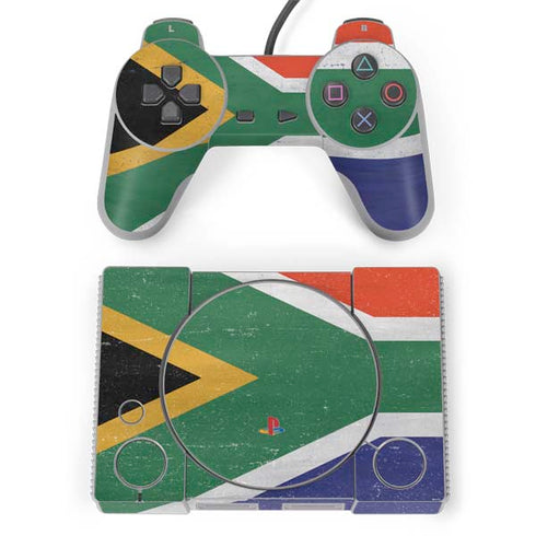 South Africa Flag Distressed PlayStation Classic Bundle Skin
