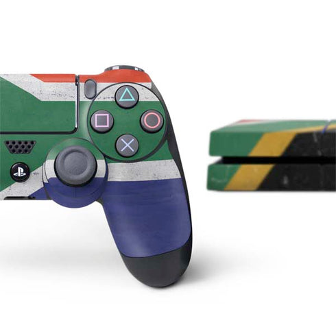 South Africa Flag Distressed PS4 Console and Controller Bundle Skin