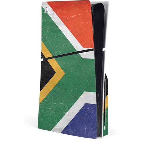 South Africa Flag Distressed PS5 Slim Disk Console Skin