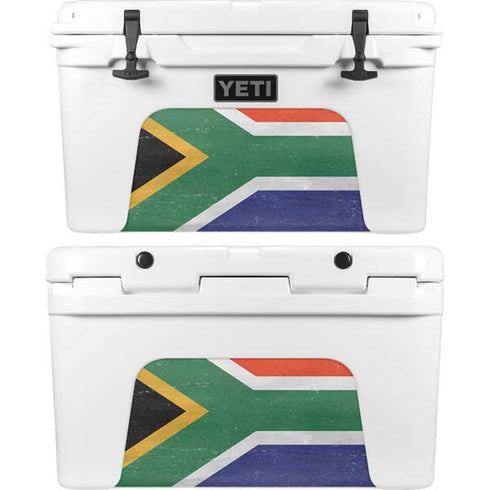 South Africa Flag Distressed YETI Tundra 45 Hard Cooler Skin