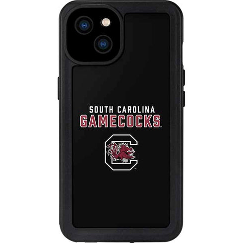 University of South Carolina Gamecocks Black iPhone 15 Plus Waterproof Case