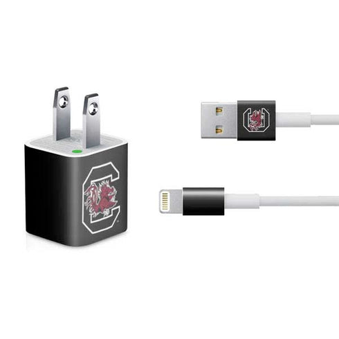 University of South Carolina Gamecocks Logo Black iPhone Charger (5W USB) Skin