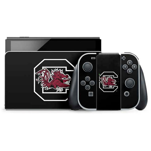 University of South Carolina Gamecocks Logo Black Nintendo Switch OLED (2021) Skin