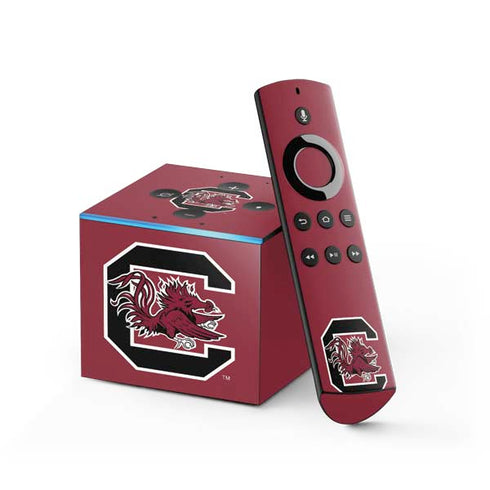 University of South Carolina Gamecocks Logo Red Fire TV Cube Skin