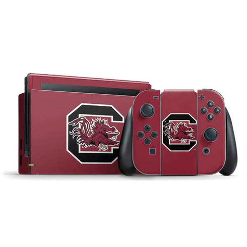 University of South Carolina Gamecocks Logo Red Nintendo Switch Bundle Skin