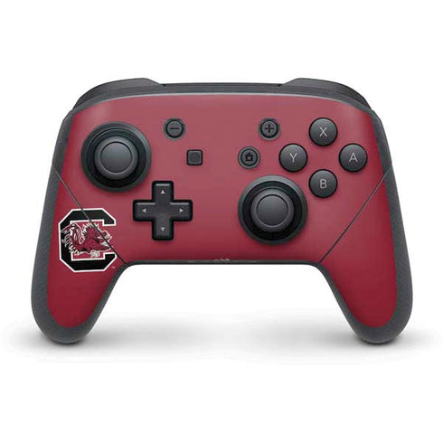 University of South Carolina Gamecocks Logo Red Nintendo Switch Pro Controller Skin