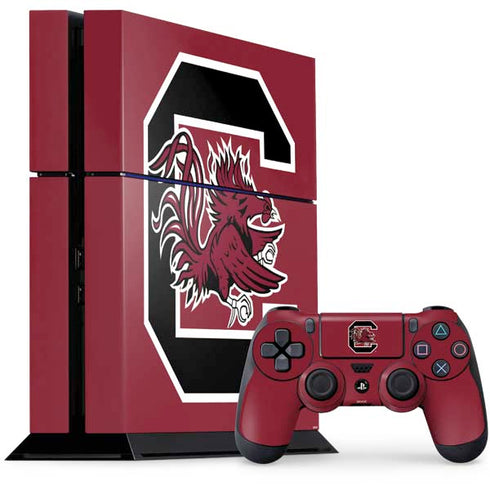 University of South Carolina Gamecocks Logo Red PS4 Console and Controller Bundle Skin