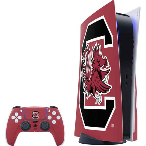 University of South Carolina Gamecocks Logo Red PS5 Bundle Skin