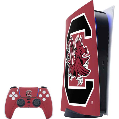 University of South Carolina Gamecocks Logo Red PS5 Digital Edition Bundle Skin