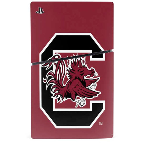 University of South Carolina Gamecocks Logo Red PS5 Slim Disk Console Skin