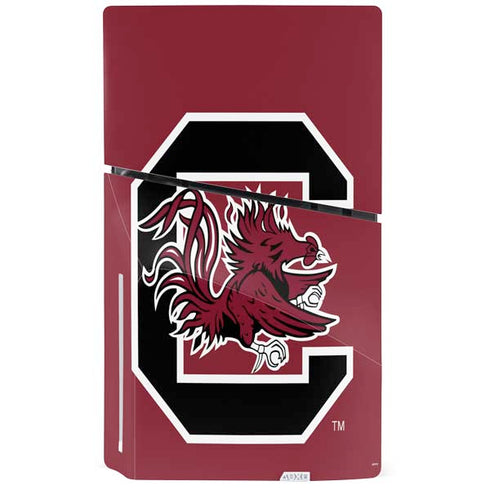 University of South Carolina Gamecocks Logo Red PS5 Slim Disk Console Skin