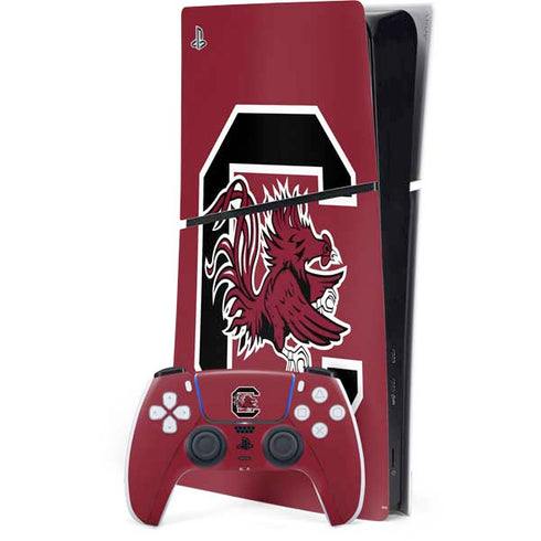 University of South Carolina Gamecocks Logo Red PS5 Slim Digital Edition Bundle Skin