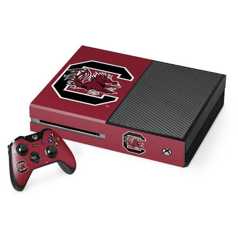University of South Carolina Gamecocks Logo Red Xbox One Console and Controller Bundle Skin