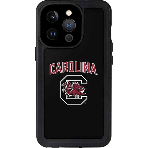 University of South Carolina Athletic Text & Logo iPhone 14 Pro Waterproof Case