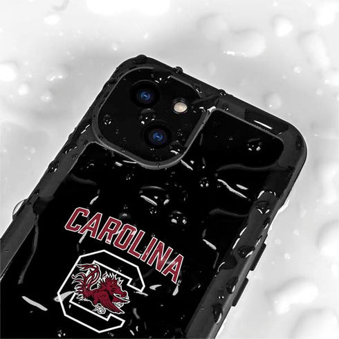 University of South Carolina Athletic Text & Logo iPhone 15 Waterproof Case