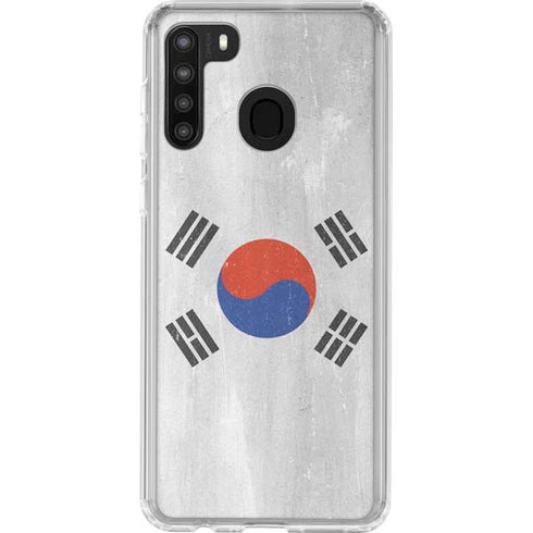 South Korean Flag Distressed Galaxy A21 Clear Case