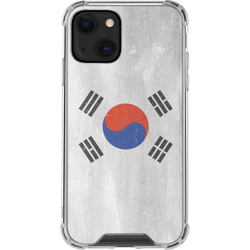 South Korean Flag Distressed iPhone 14 Clear Case
