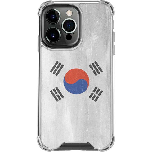 South Korean Flag Distressed iPhone 14 Pro Clear Case
