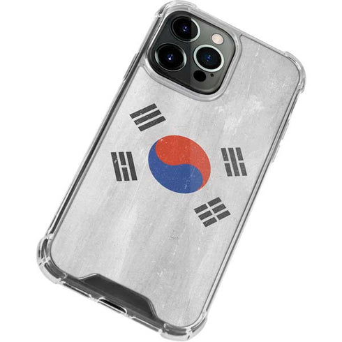 South Korean Flag Distressed iPhone 15 Pro Clear Case