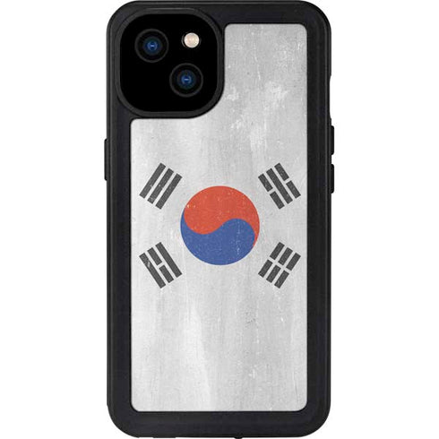 South Korean Flag Distressed iPhone 15 Plus Waterproof Case