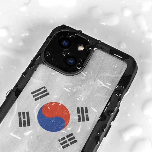 South Korean Flag Distressed iPhone 15 Plus Waterproof Case