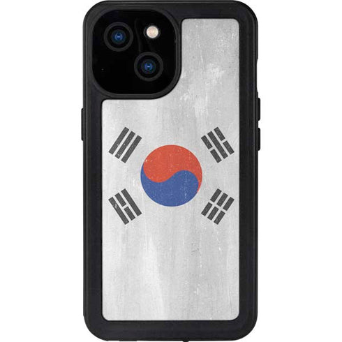 South Korean Flag Distressed iPhone 15 Waterproof Case