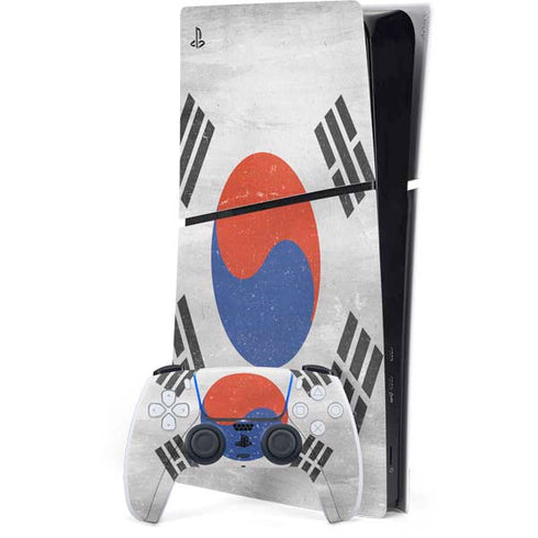South Korean Flag Distressed PS5 Slim Digital Edition Bundle Skin