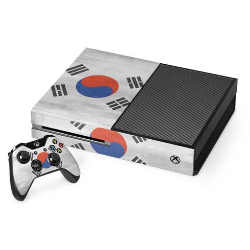 South Korean Flag Distressed Xbox One Console and Controller Bundle Skin