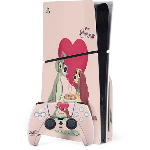 Disney Lady & The Tramp Spaghetti Dinner PS5 Slim Disk Bundle Skin