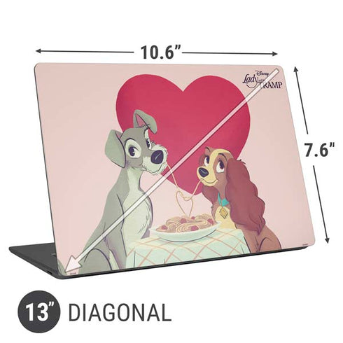 Disney Lady & The Tramp Spaghetti Dinner Universal Laptop 13in (10.6 x 7.6in) Skin