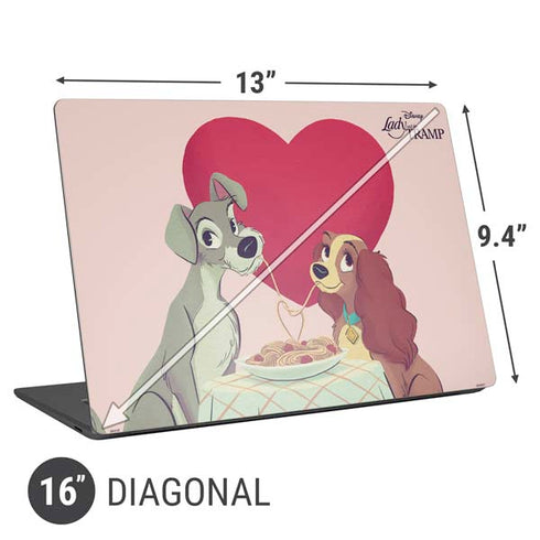 Disney Lady & The Tramp Spaghetti Dinner Universal Laptop 16in (13 x 9.4in) Skin