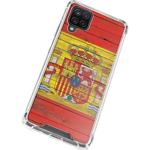 Spain Flag Dark Wood Galaxy A12 Clear Case