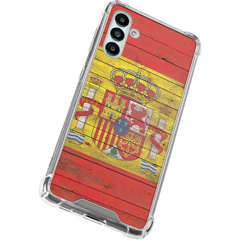 Spain Flag Dark Wood Galaxy A13 5G Clear Case