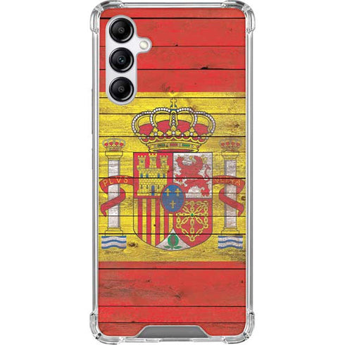 Spain Flag Dark Wood Galaxy A15 5G Clear Case