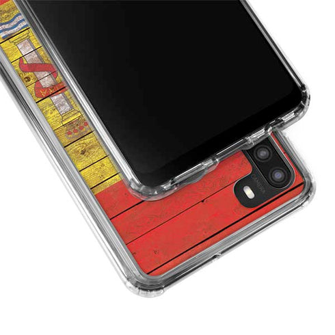Spain Flag Dark Wood Galaxy A21 Clear Case