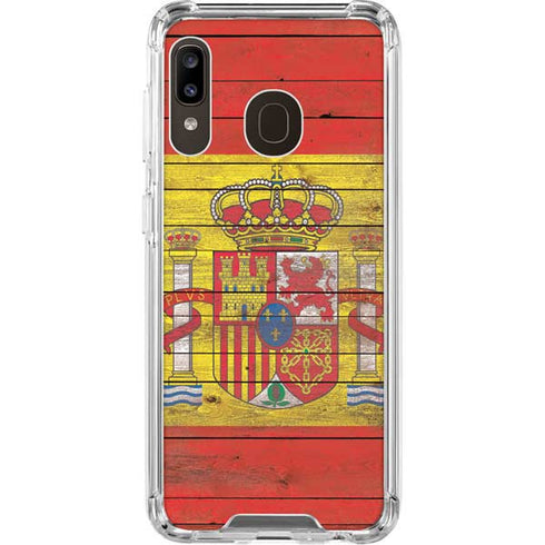 Spain Flag Dark Wood Galaxy A30 Clear Case