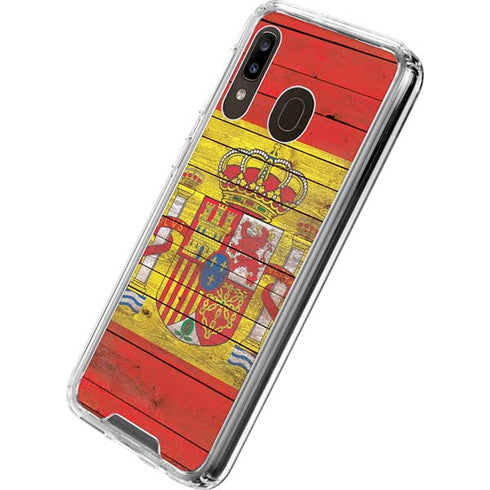 Spain Flag Dark Wood Galaxy A30 Clear Case