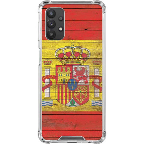 Spain Flag Dark Wood Galaxy A32 5G Clear Case