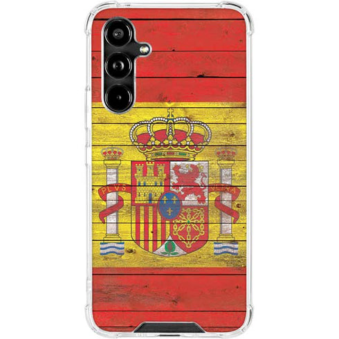 Spain Flag Dark Wood Galaxy A54 5G Clear Case