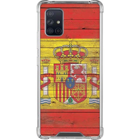 Spain Flag Dark Wood Galaxy A71 5G Clear Case