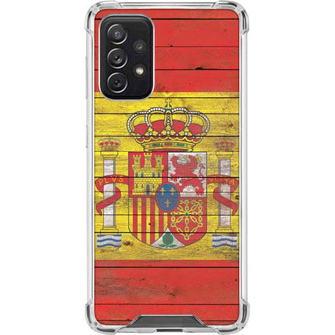 Spain Flag Dark Wood Galaxy A72 5G Clear Case
